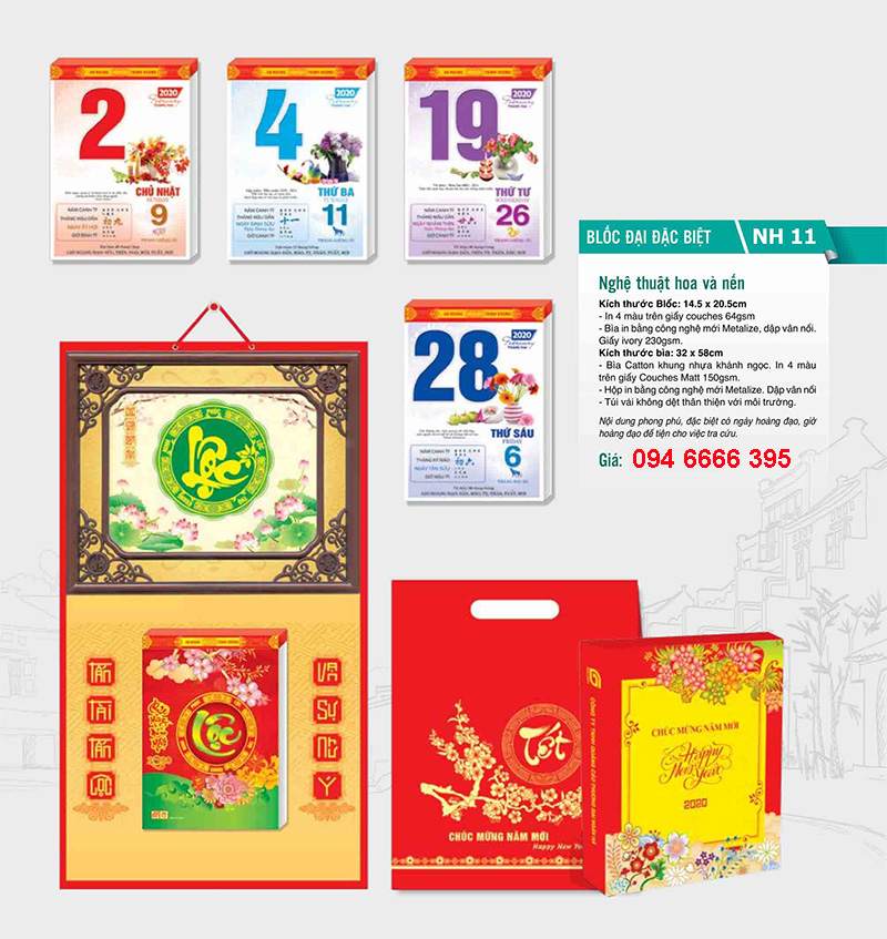 Mẫu lịch block đặc biệt treo tường