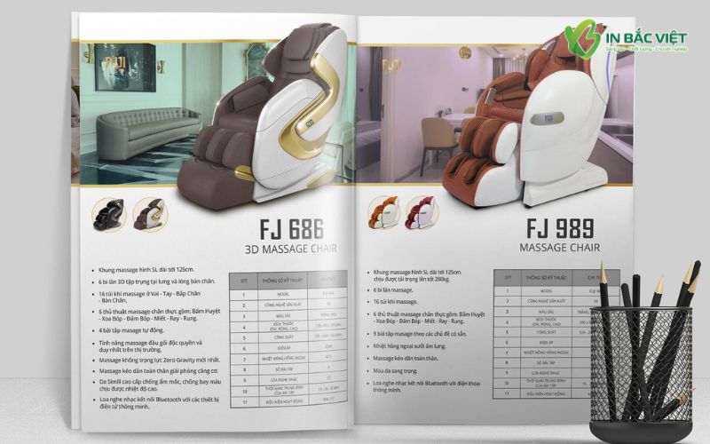 Bố cục thiết kế catalogue A4 sản phẩm rõ ràng, hình ảnh sắc nét kết hợp thông tin chi tiết dễ theo dõi