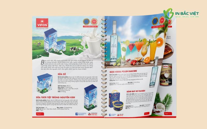 Catalogue lò xo lật mở 180 độ giúp dễ xem nội dung sản phẩm