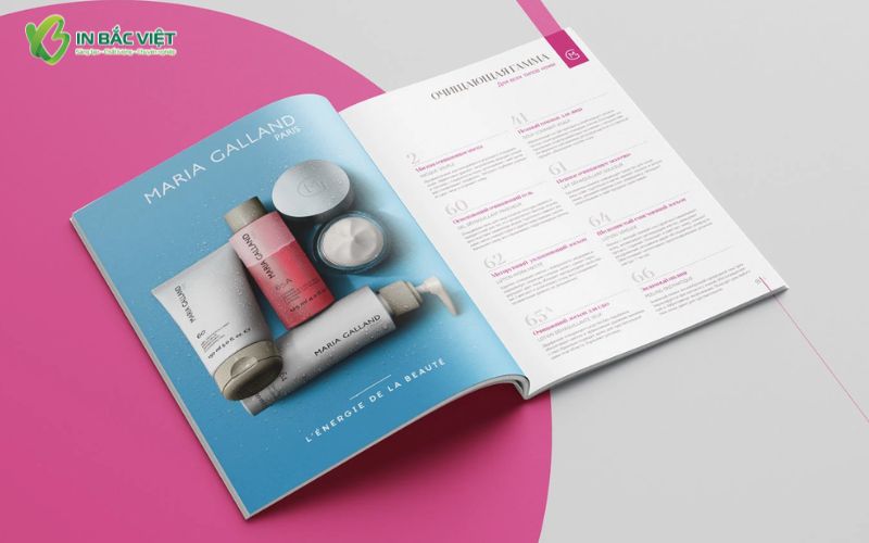 Mẫu catalogue A4 mỹ phẩm khổ đứng thiết kế tinh tế, nhẹ nhàng và thu hút người xem