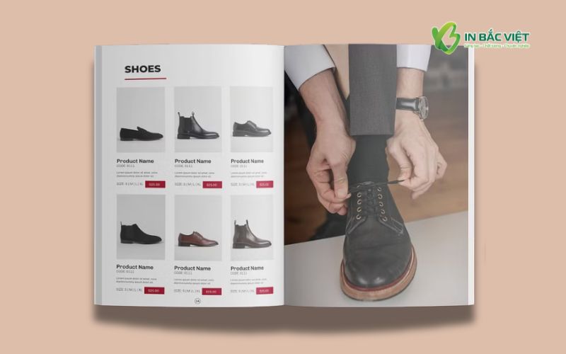 Catalog giày nam thiết kế hiện đại bố cục rõ ràng