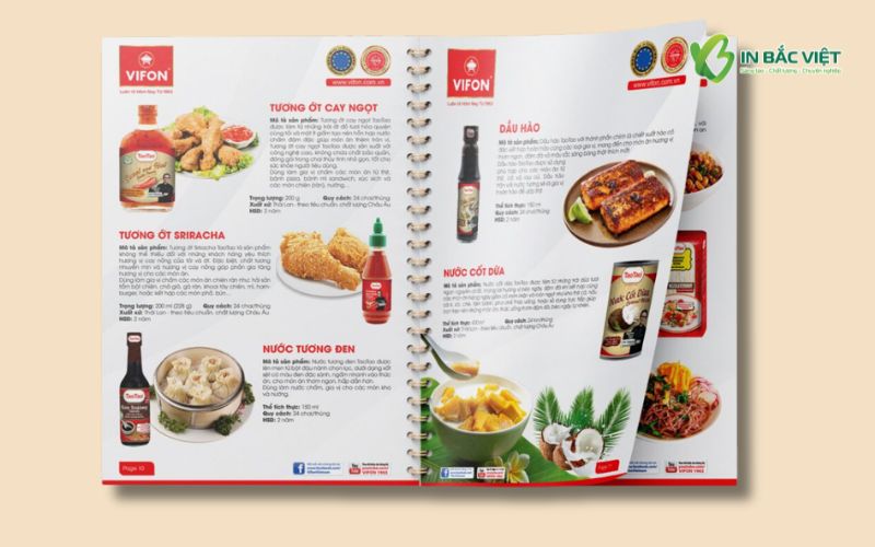 Catalogue lò xo khổ A4 giới thiệu sản phẩm thực phẩm và gia vị