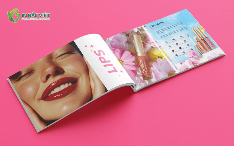 Mẫu catalogue mỹ phẩm khổ A5 ngang thiết kế trẻ trung, thu hút khách hàng