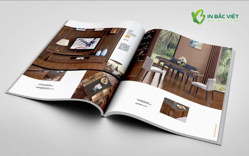 Mẫu catalogue nội thất đồ gỗ cao cấp thể hiện không gian sang trọng và chất liệu vân gỗ tự nhiên
