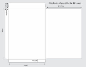 Kích thước phong bì A4 tiêu chuẩn loại dán cạnh