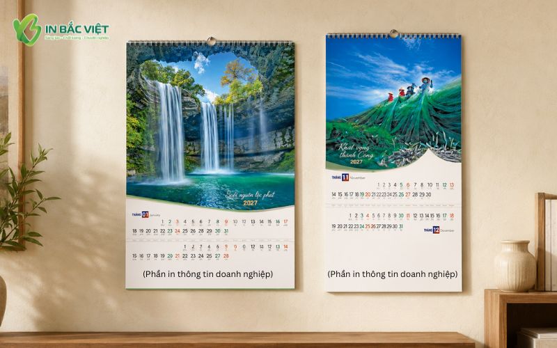 Kích thước lịch treo tường 7 tờ phổ biến 40x60cm và 36x70cm