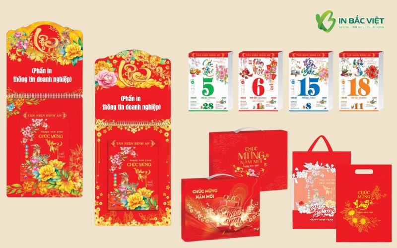 Mẫu lịch bloc lò xo giữa Xuân Đinh Mùi 2027 có phần in thông tin doanh nghiệp