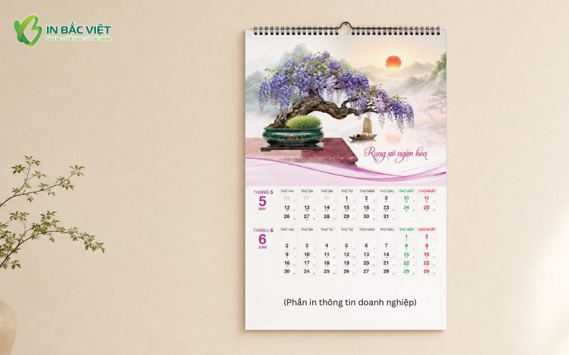 Mẫu lịch 7 tờ đẹp chủ đề bonsai nghệ thuật treo tường