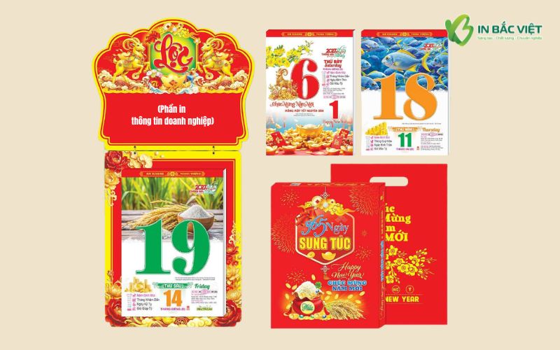 Mẫu lịch treo tường bloc cực đại kích thước 25x35cm kèm khánh lịch và bao bì