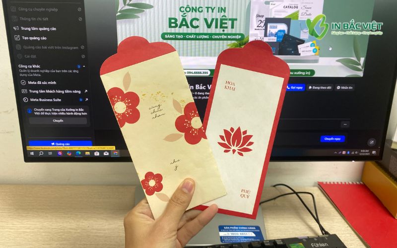 Mẫu bao đựng tiền mừng tuổi in trên chất liệu giấy kraft thiết kế đơn giản, tinh tế