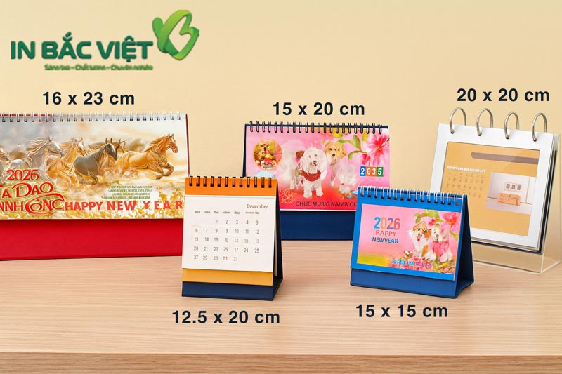 Kích thước in lịch để bàn đa dạng tuỳ theo yêu cầu khách hàng