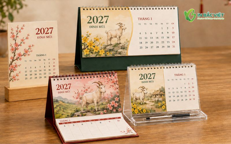 Các mẫu lịch để bàn Tết 2027 tại Xưởng In Bắc Việt Pháo Đài Láng