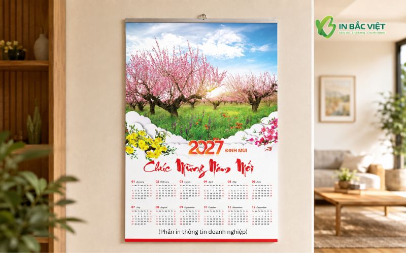 Đặc điểm lịch 1 tờ treo tường nẹp thiếc nhỏ gọn, tiết kiệm chi phí
