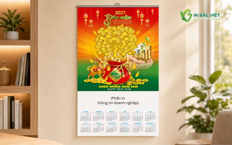 In lịch 1 tờ treo tường làm quà tặng ý nghĩa dịp Tết 2027