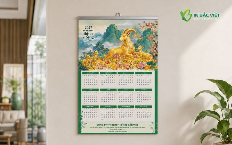 Thiết kế lịch treo tường 12 tháng riêng theo nhận diện doanh nghiệp