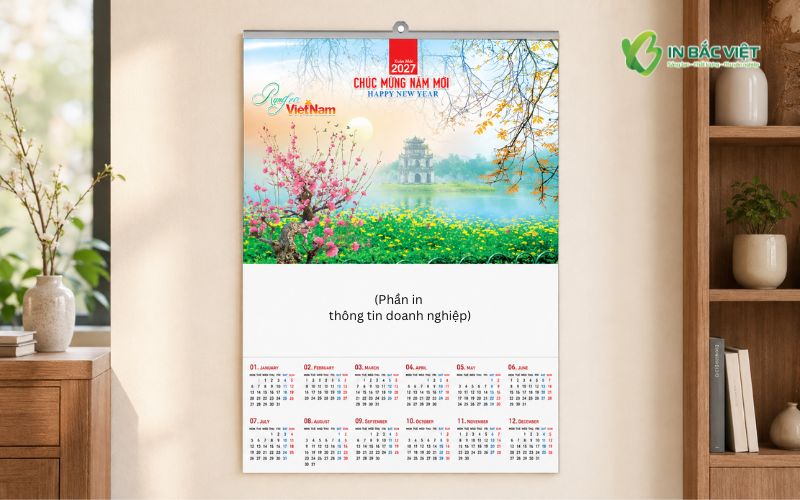 Mẫu lịch phôi 1 tờ nẹp thiếc có sẵn Xuân Đinh Mùi 2027