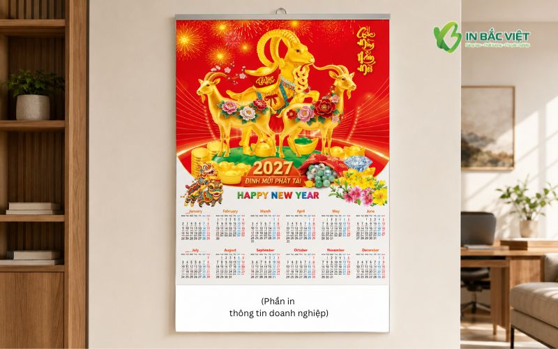 Mẫu lịch phôi 1 tờ Tết Đinh Mùi 2027 đẹp