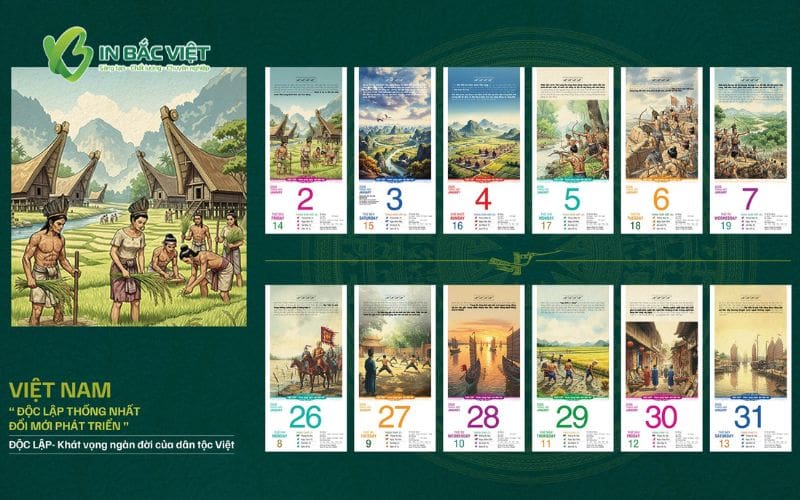 Ruột lịch Bloc 365 ngày 2026 chủ đề Việt Nam Độc lập - Thống nhất - Đổi mới - Phát triển