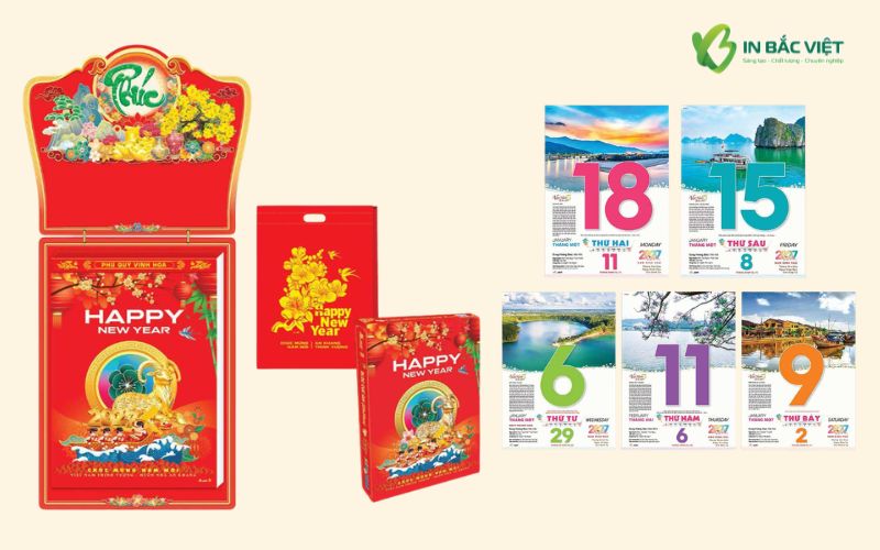 Lịch bloc cực đại treo tường Tết 2027 in logo doanh nghiệp