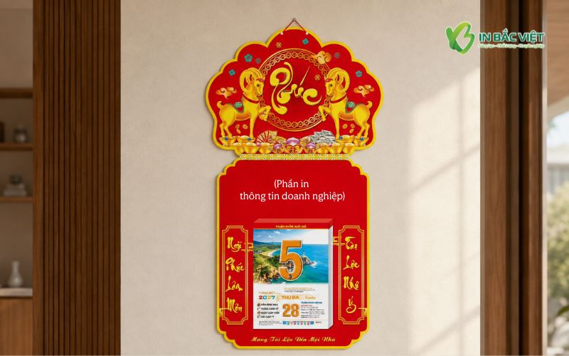 Lịch bloc đại treo tường in thông tin doanh nghiệp trên khánh lịch