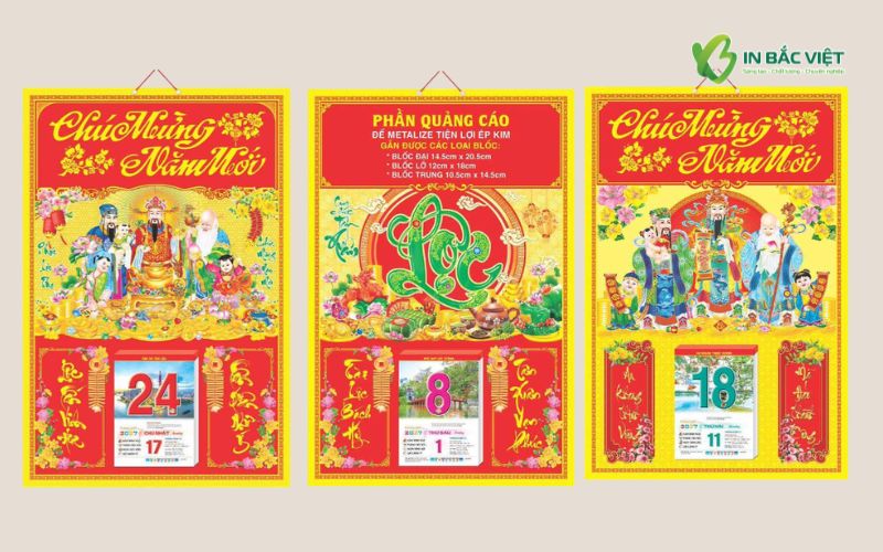 Mẫu lịch bloc đại bìa ván ép truyền thống treo tường