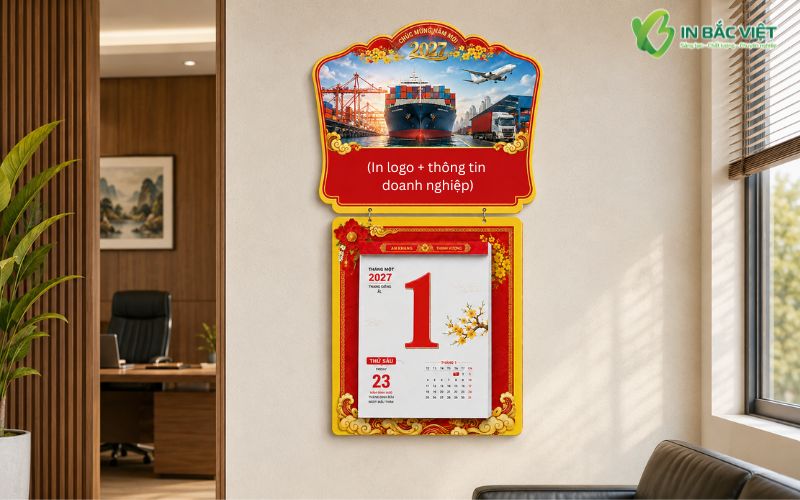 Chất liệu in lịch bloc độc quyền với phần khánh và bloc treo tường