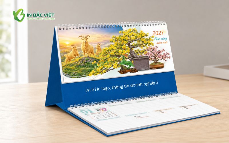 In lịch chữ M có note ghi chú làm quà tặng doanh nghiệp