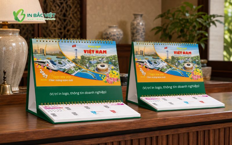Mẫu lịch chữ M có note chủ đề phong cảnh Việt Nam tươi đẹp