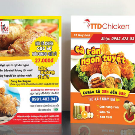 tờ rơi nhà hàng gà rán