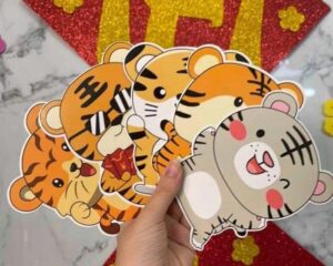 bao lì xì hình chú hổ chibi ngộ nghĩnh đáng yêu