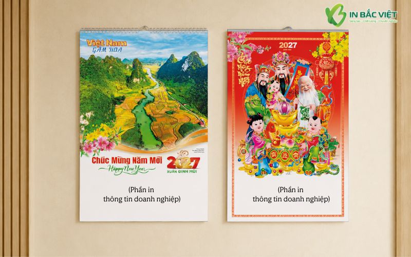In lịch treo tường lò xo 5 tờ, 7 tờ Tết 2027