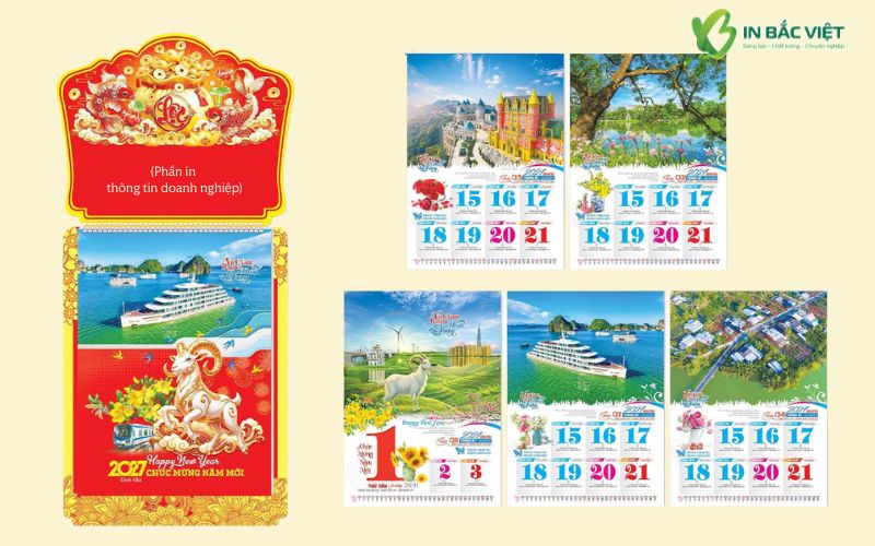 Mẫu lịch Bloc 52 tuần Tết Đinh Mùi 2027 nổi bật