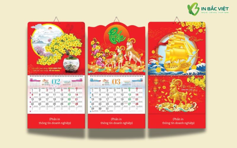 Tổng hợp mẫu lịch lò xo giữa 13 tờ đẹp Xuân Đinh Mùi 2027