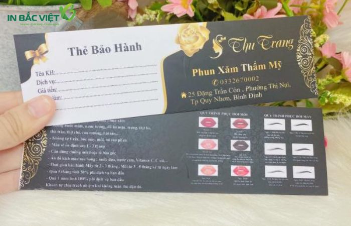 thẻ bảo hành spa có thể in trên nhiều chất liệu khác nhau