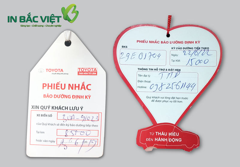 In Bắc Việt hỗ trợ thiết kế phiếu nhắc bảo hành miễn phí