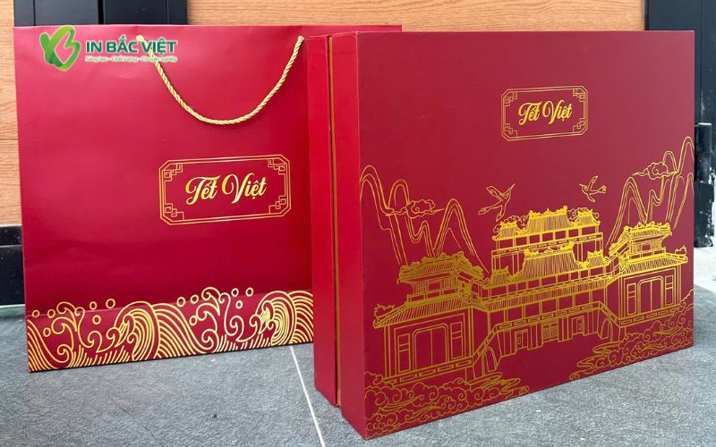 Combo túi đựng quà Tết và hộp quà Tết sang trọng, thiết kế bắt mắt