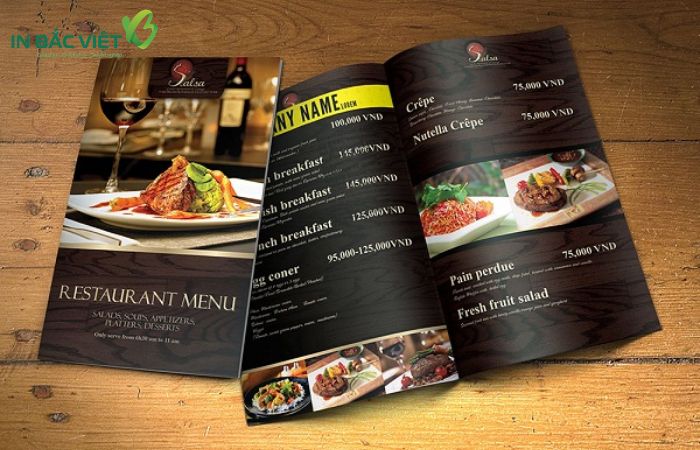 in menu là thể hiện sự chuyên nghiệp cho nhà hàng