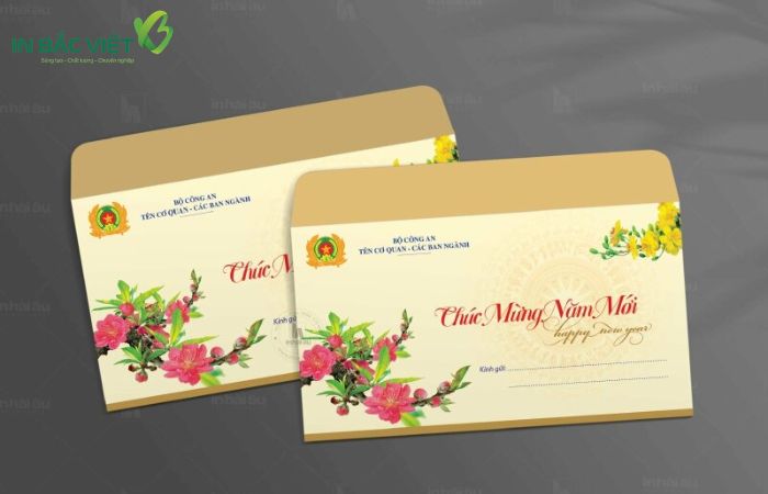 Mẫu phong bì thư chúc mừng năm mới sang trọng