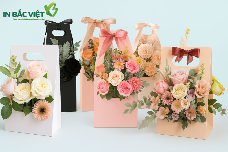 Túi giấy hoa tươi đa dạng màu sắc