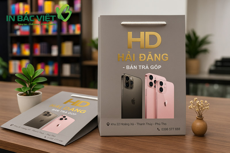 Mẫu túi điện thoại đẹp ép nhũ nổi bật