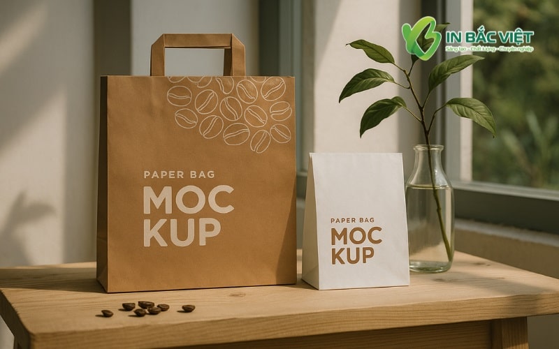 túi kraft trắng và kraft nâu