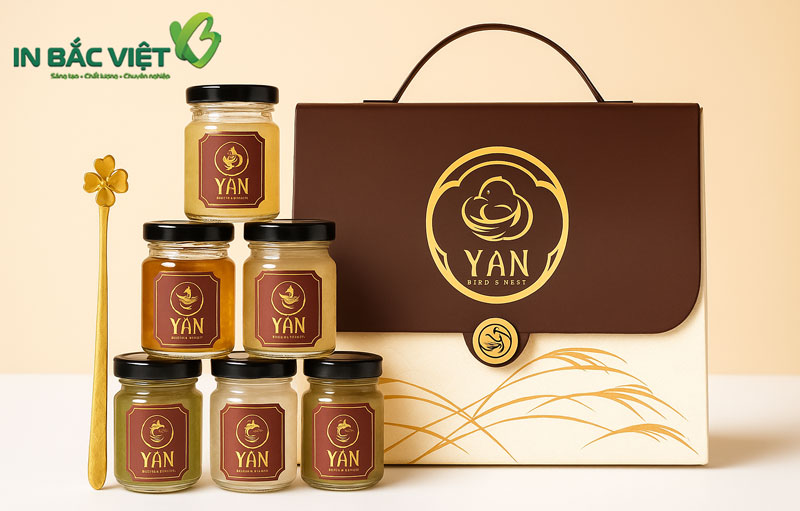 Thiết kế đồng bộ giữa tem yến sào và bộ nhân diện thương hiệu doanh nghiệp