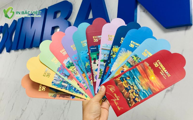 Bao lì xì ngân hàng Eximbank gia công tinh tế với chi tiết ánh kim sang trọng