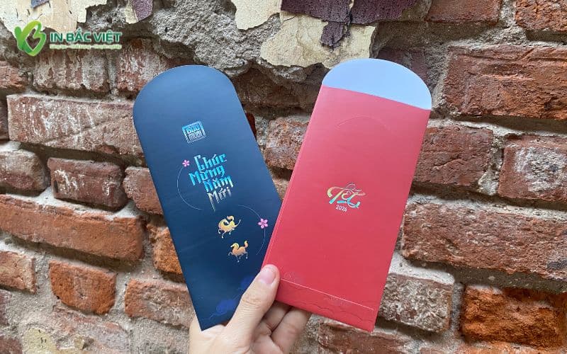 Lì xì Tết doanh nghiệp in logo ép nhũ 7 màu độc đáo 