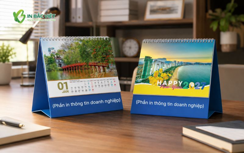 Lịch chữ A để bàn phôi sẵn chủ đề cảnh đẹp Việt Nam