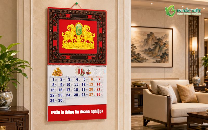 Mẫu lịch 13 tờ khung ngọc cao cấp treo phòng khách