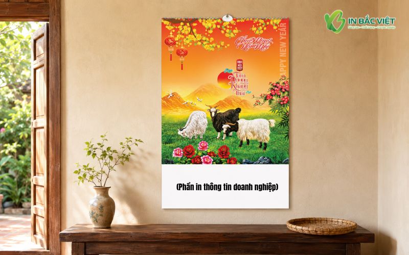Mẫu lịch 13 tờ lò xo đỉnh chủ đề Xuân Đinh Mùi 2027