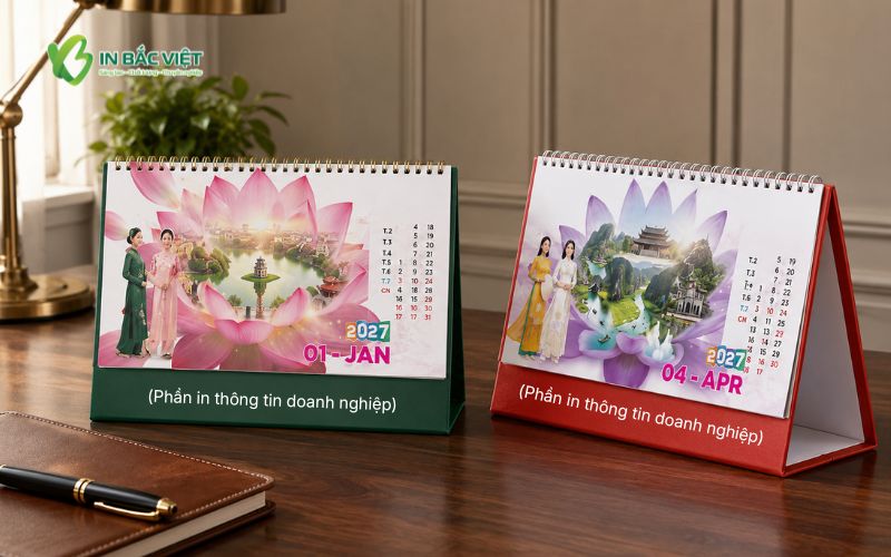 Mẫu lịch chữ A 2027 chủ đề Xinh tươi Việt Nam dành cho doanh nghiệp