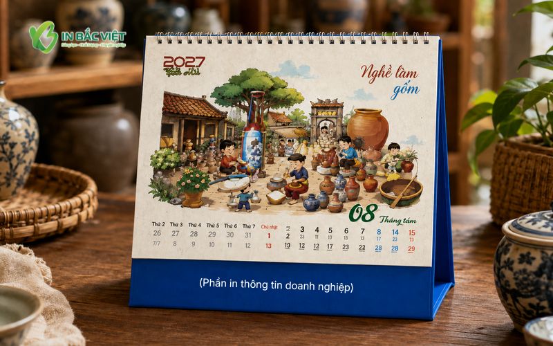 Lịch chữ A ngang 2027 chủ đề làng nghề truyền thống