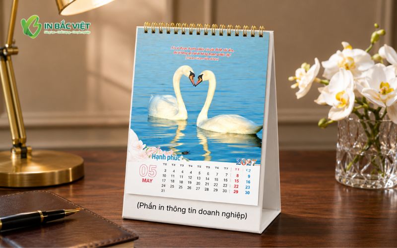Lịch chữ A 2027 chủ đề Sắc xuân hạnh phúc